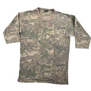 Vintage Spartan Realtree Shirt Mens Large Camouflage 3/4 Sleeve Hunting USA Made